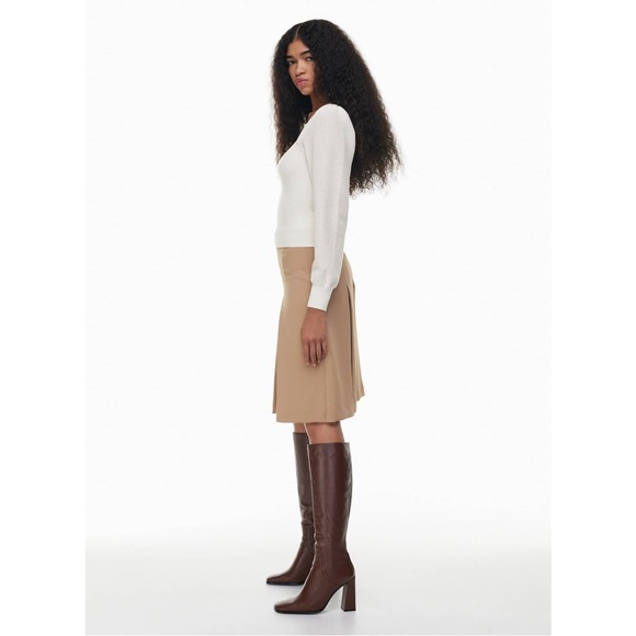 Aritzia Wilfred New Chance Sweater Light Birch Puff Sleeve Knit Top Size S - Picture 12 of 14